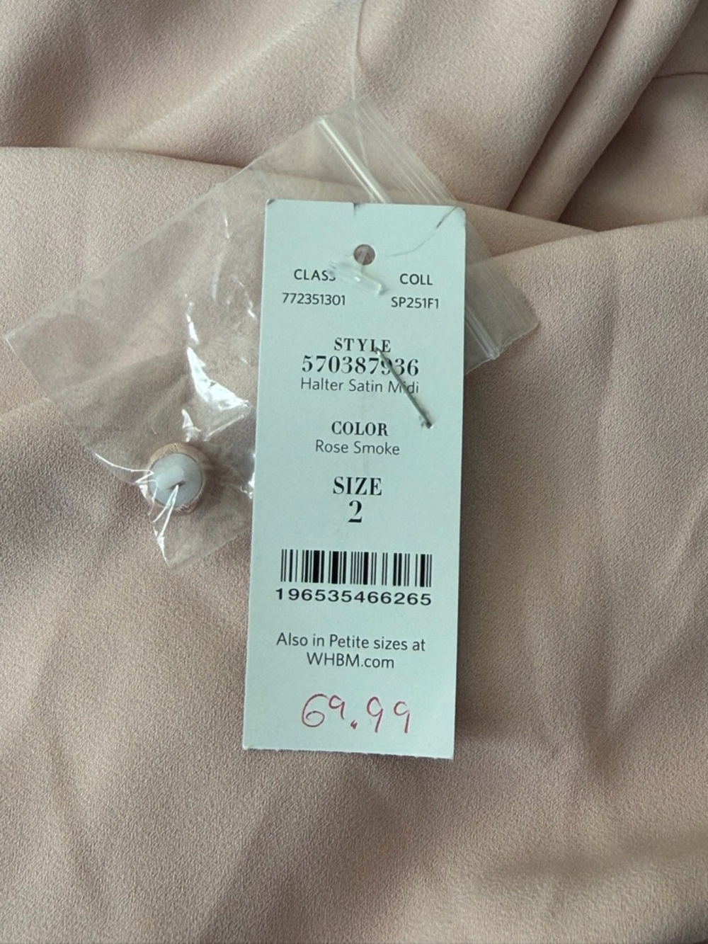 NWT White House Black Market Rose Smoke Satin Halter Maxi Dress 2 54467 - Picture 11 of 13